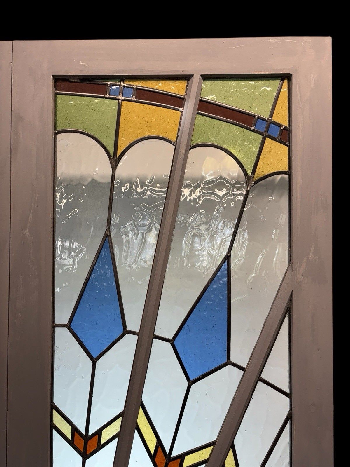 Art Deco Stained Glass French Doors Period Reclaimed Antique Double Leaded Pair photo 3481.0