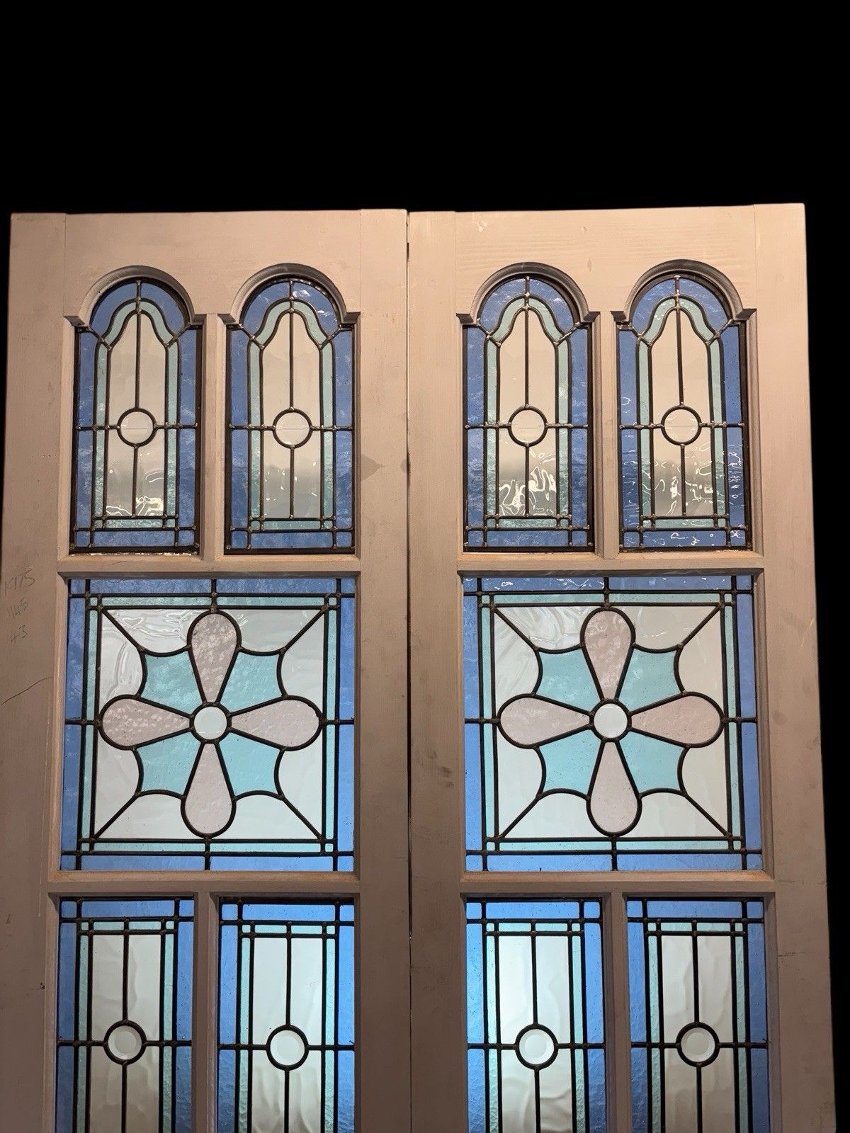 Edwardian Stained Glass Doors Antique Period Reclaimed Old French Double Leaded photo Home Fixtures