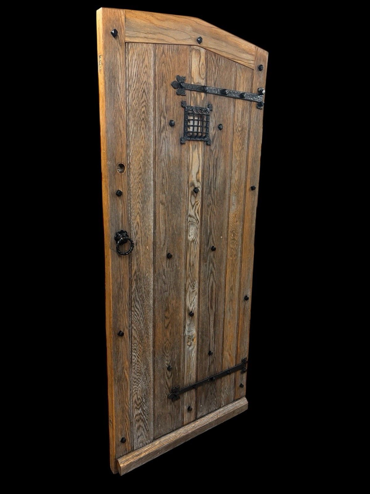 Solid Oak Front Door Old Period Wood Antique Reclaimed Wood Glass Cast Iron photo furniture