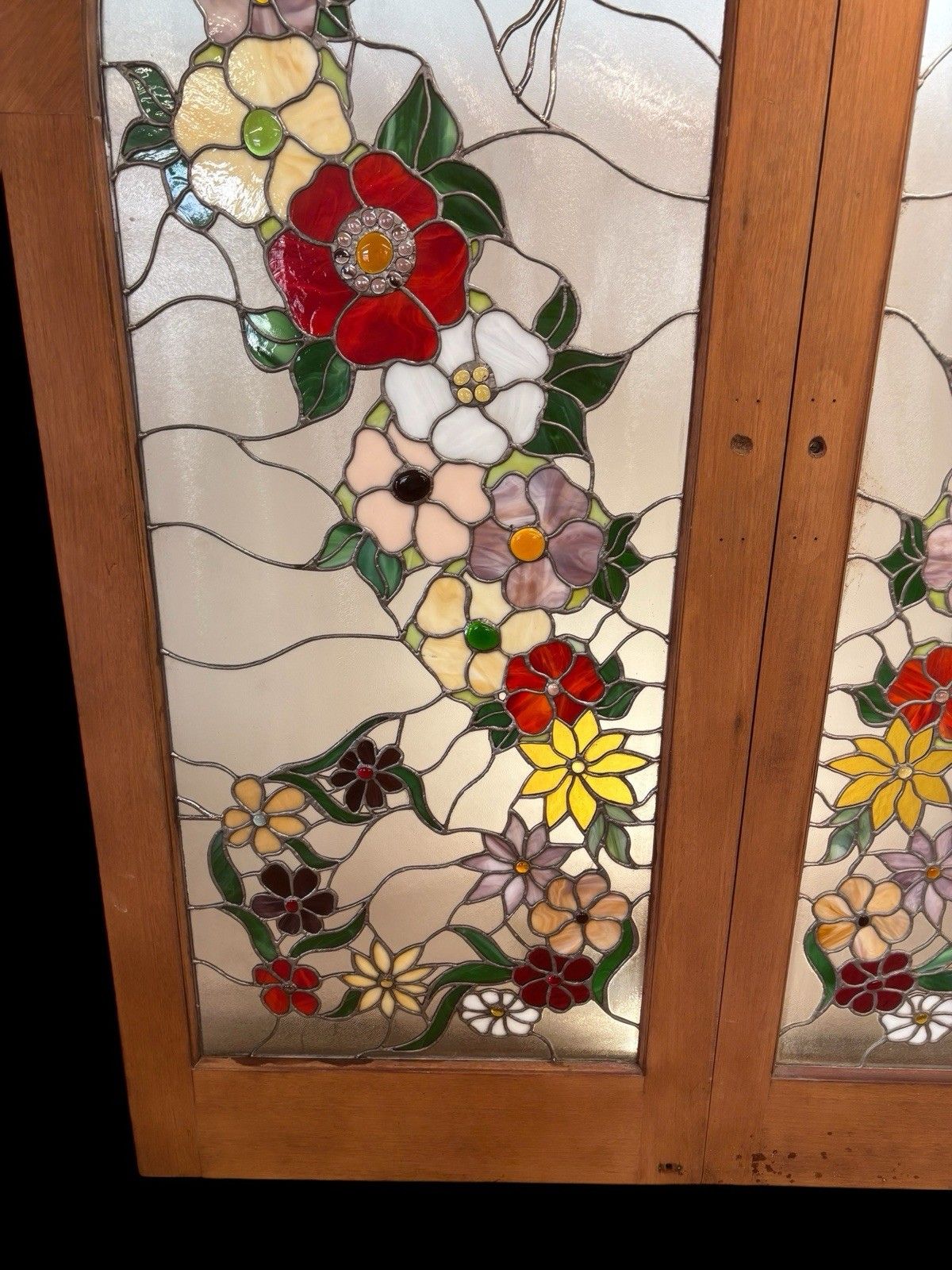 Rare Antique Tiffany Stained Glass French Doors Period Reclaimed Opd Refurb Teak photo 4071.0