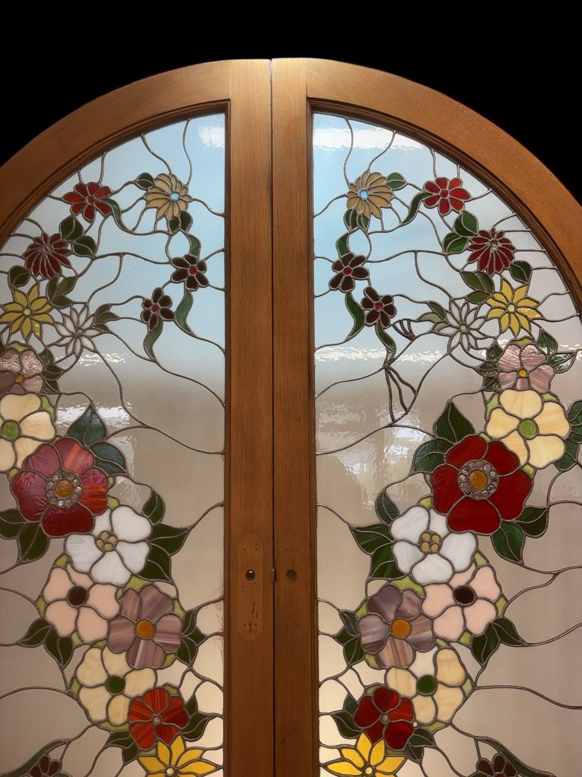 photo furniture Rare Antique Tiffany Stained Glass French Doors Period Reclaimed Opd Refurb Teak