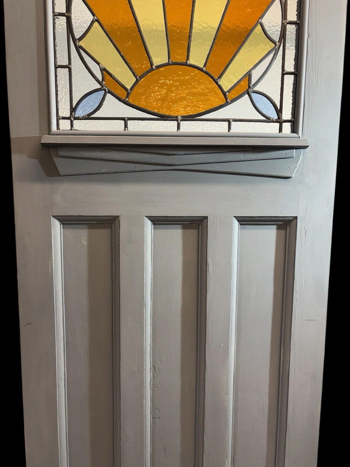 Art Deco Stained Glass Front Door Period Old Reclaimed Antique 20 30 Wood Leaded photo 2537.0