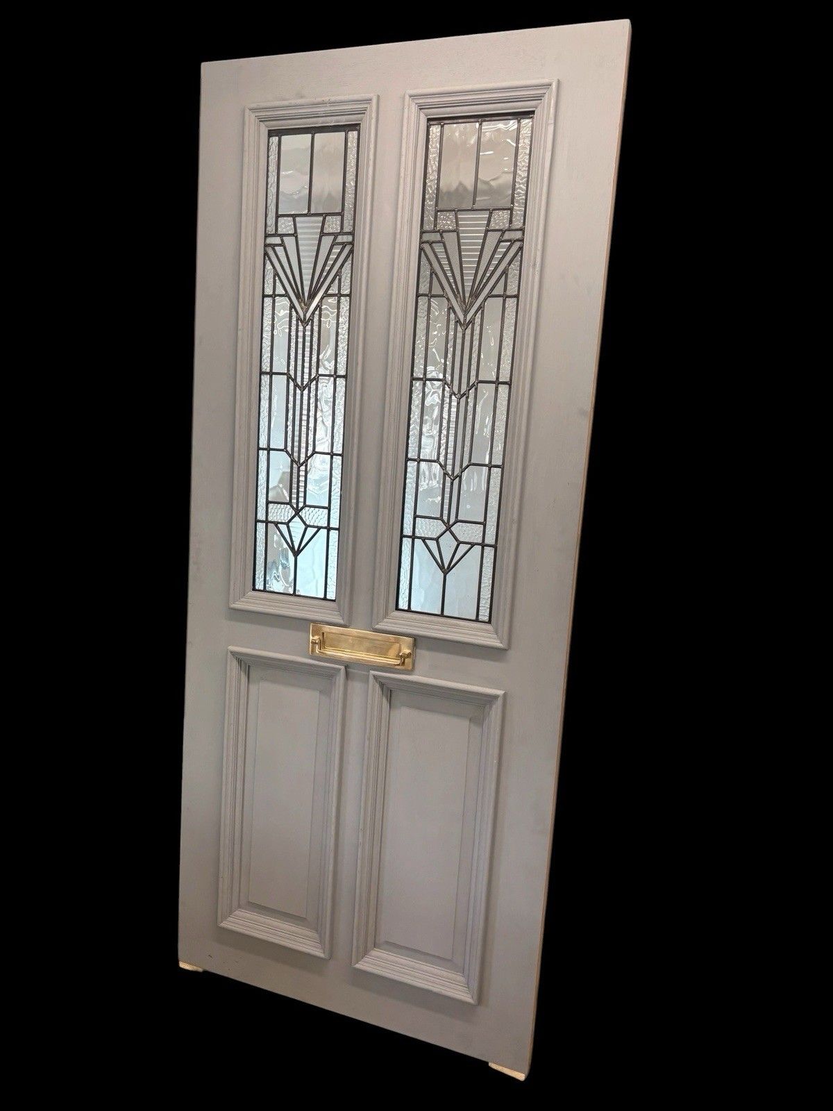 Large Victorian Textured Glass Front Door Leaded Hardwood Bespoke Ready To Fit photo for sale