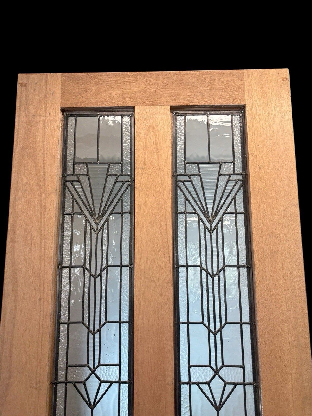 Large Victorian Textured Glass Front Door Leaded Hardwood Bespoke Ready To Fit photo vintage