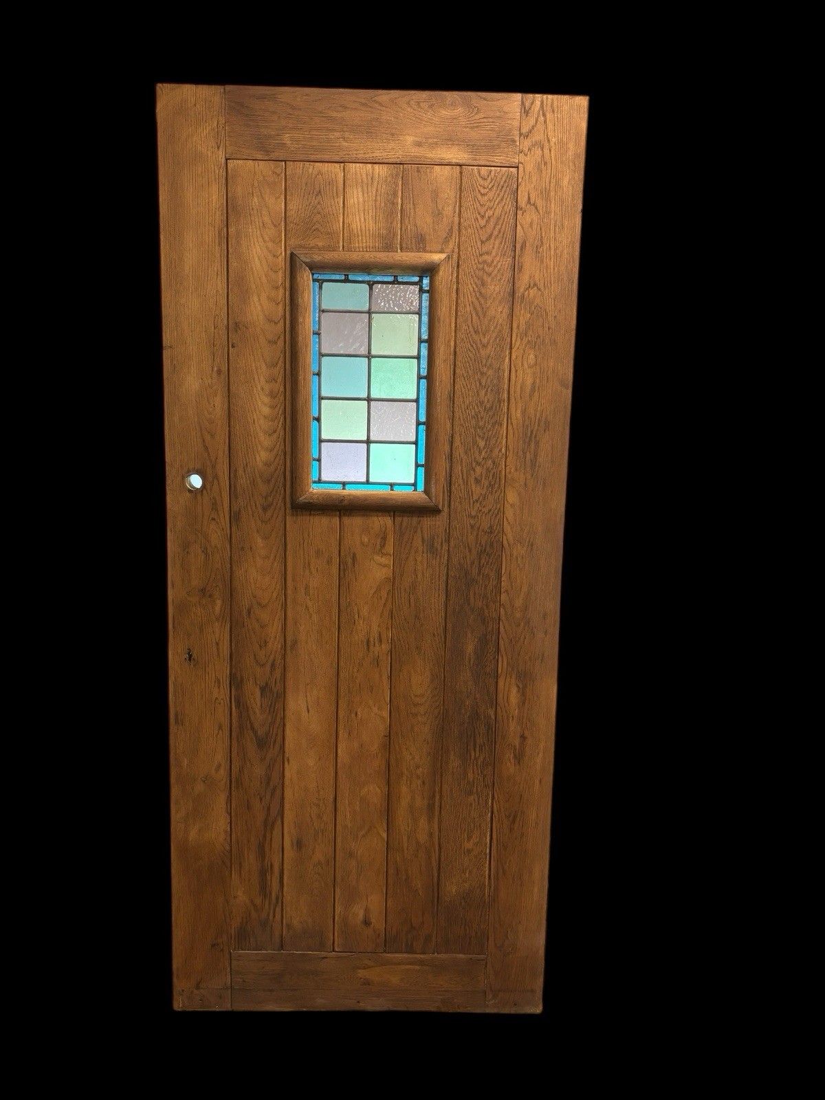 Solid Oak Front Door Stained Glass Old Reclaimed Period Antique Wood Leaded