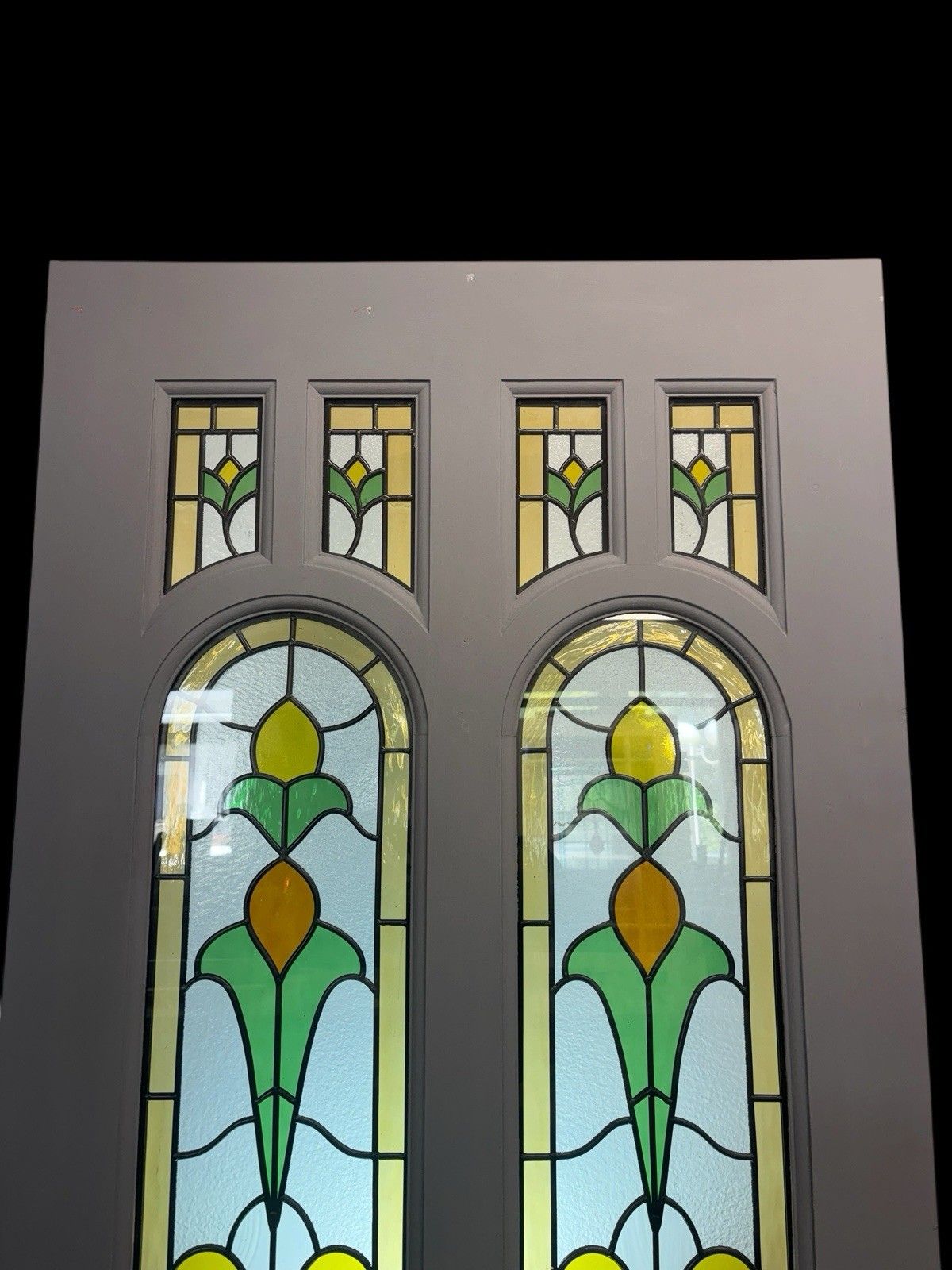 Edwardian Stained Glass Front Door Leaded Triple Glazed Reclaimed Refurbed Old photo vintage