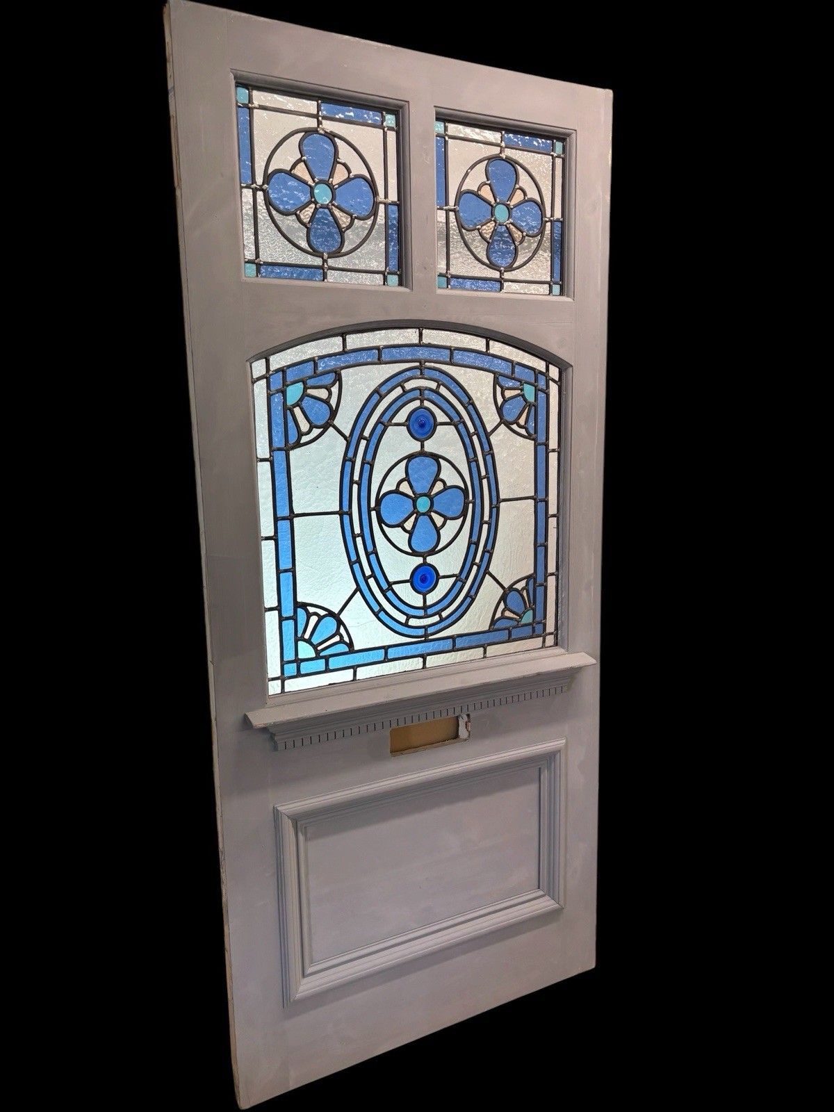 Edwardian Stained Glass Front Door Leaded Glazed Reclaimed Restored Old Wood photo furniture
