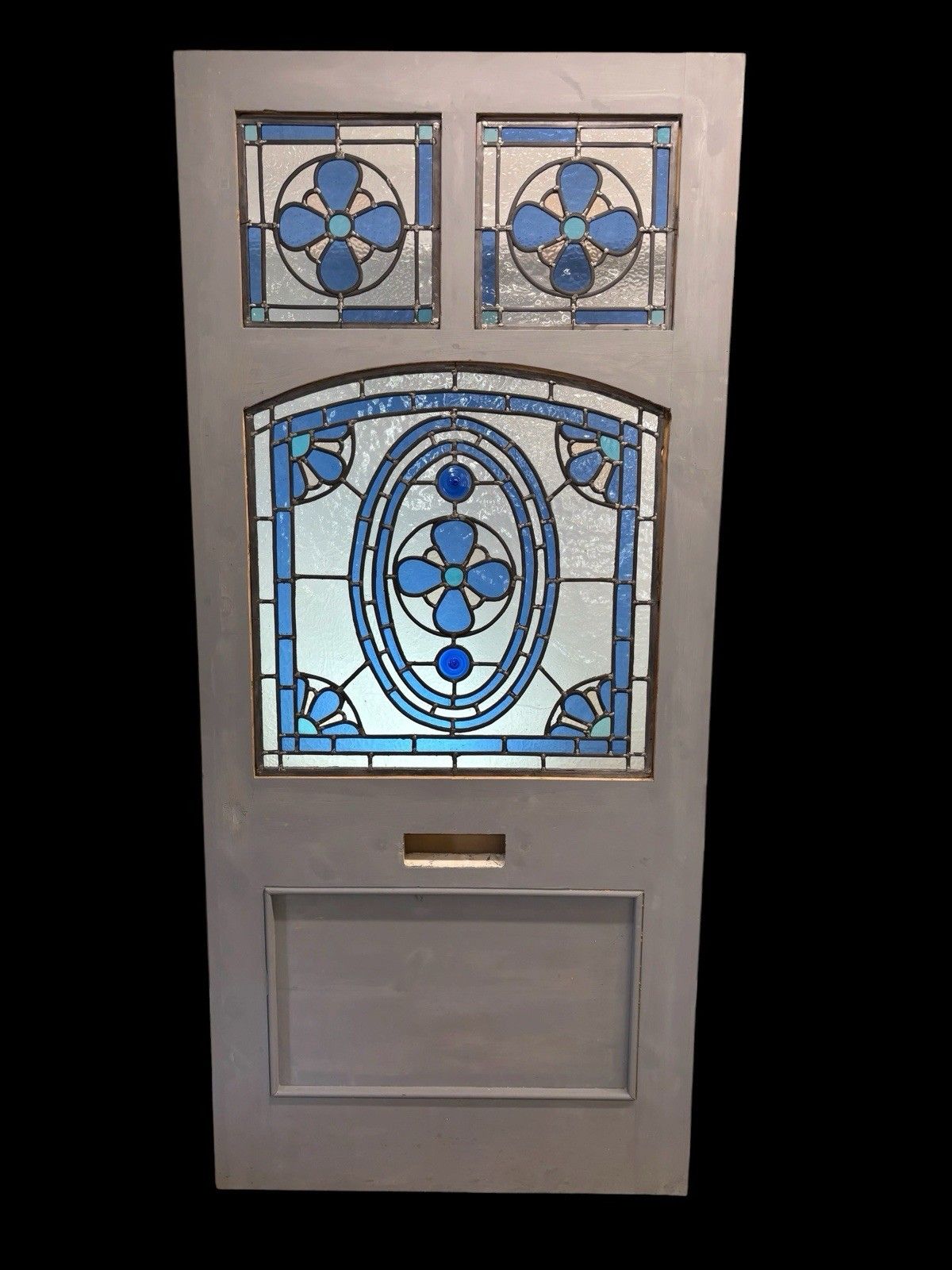 Edwardian Stained Glass Front Door Leaded Glazed Reclaimed Restored Old Wood photo vintage