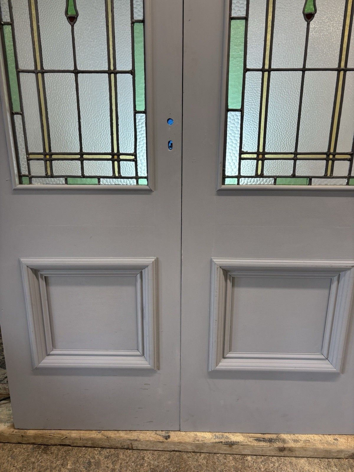 Antique Stained Glass French Doors Period Reclaimed Edwardian Art Deco Leaded photo vinterior