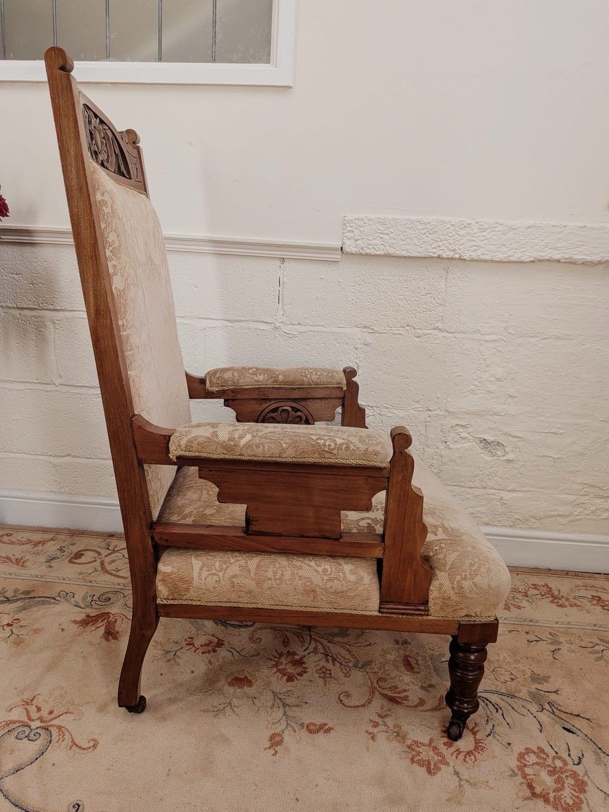 Late Victorian Carved Lounge Chair photo vintage