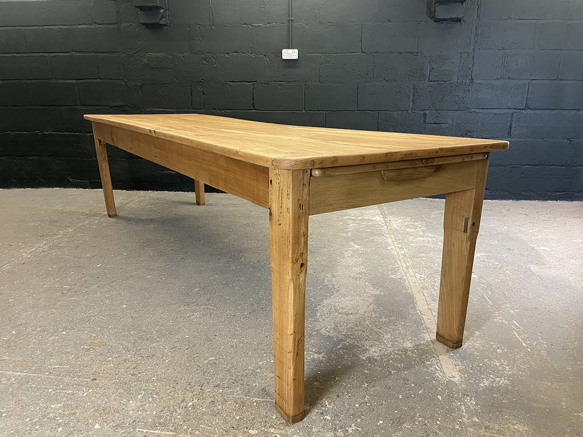 Large French Elm Farm Table With Bread Slide, Circa 1900s photo 3495.0