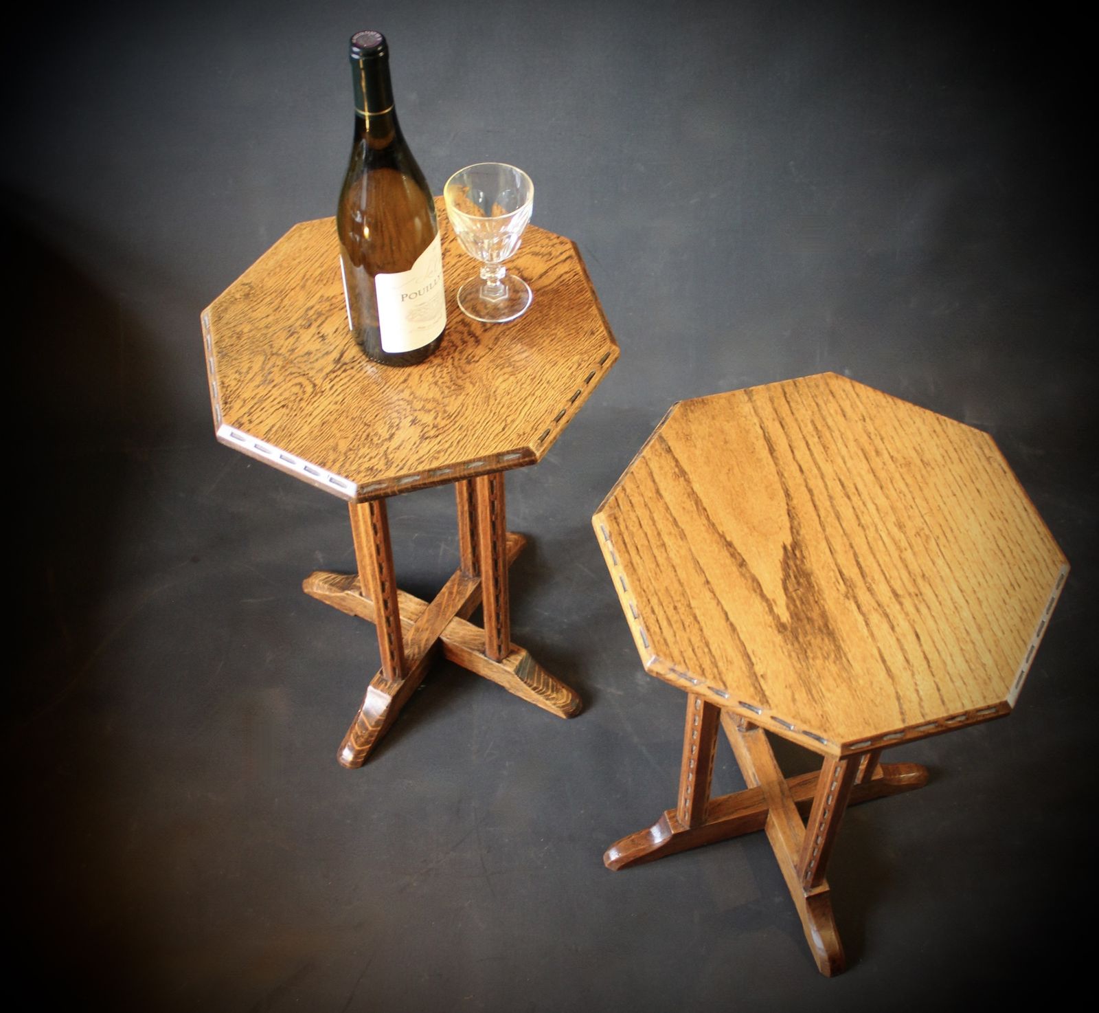 Cotswold School Pair Of Wine Tables In Oak photo Furniture