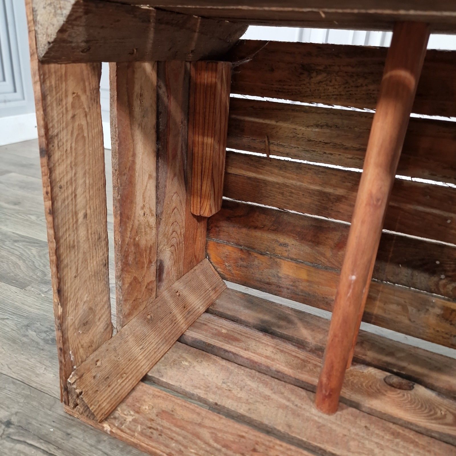 Vintage Wooden Crate Shelf Wall Display Rustic Pine Storage Box Upcycle Retro photo vinterior
