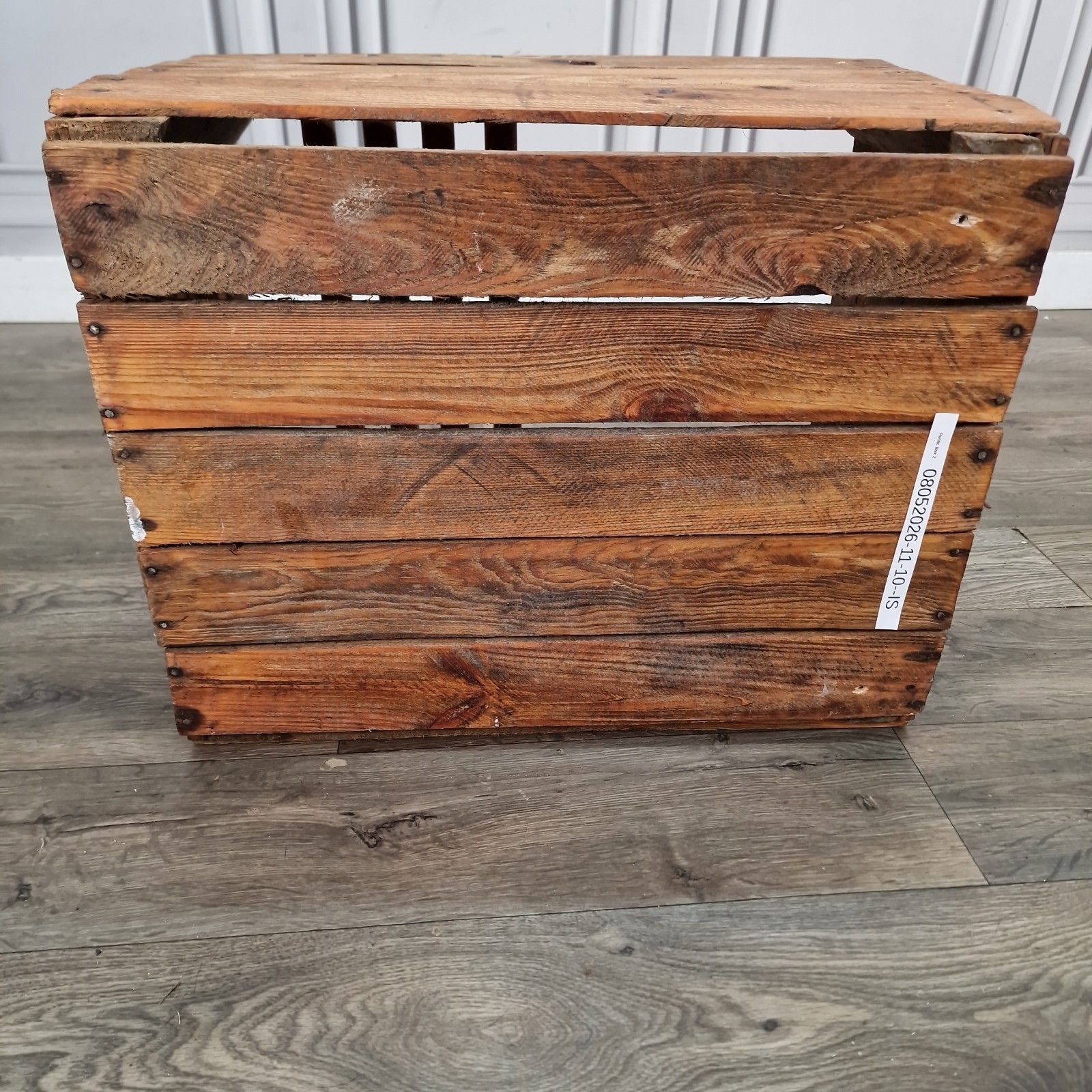 Furniture Vintage Wooden Crate Shelf Wall Display Rustic Pine Storage Box Upcycle Retro photo
