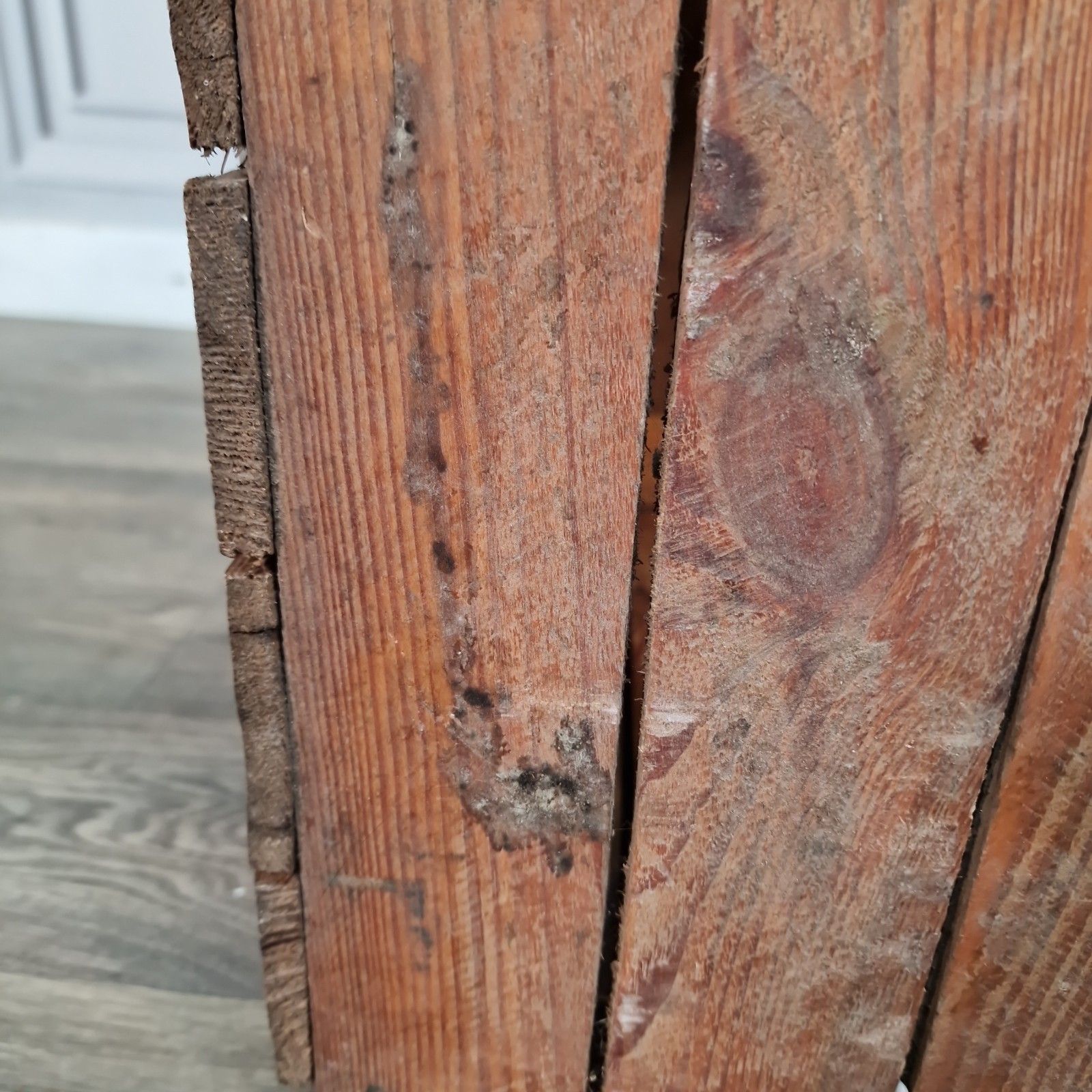 photo vintage Vintage Wooden Crate Shelf Wall Display Rustic Pine Storage Box Upcycle Retro