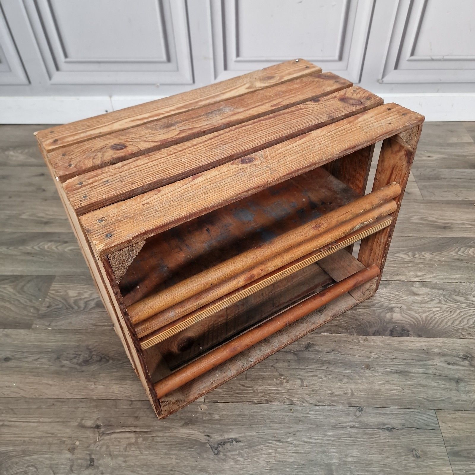 Vintage Wooden Crate Shelf Wall Display Rustic Pine Storage Box Upcycle Retro photo furniture