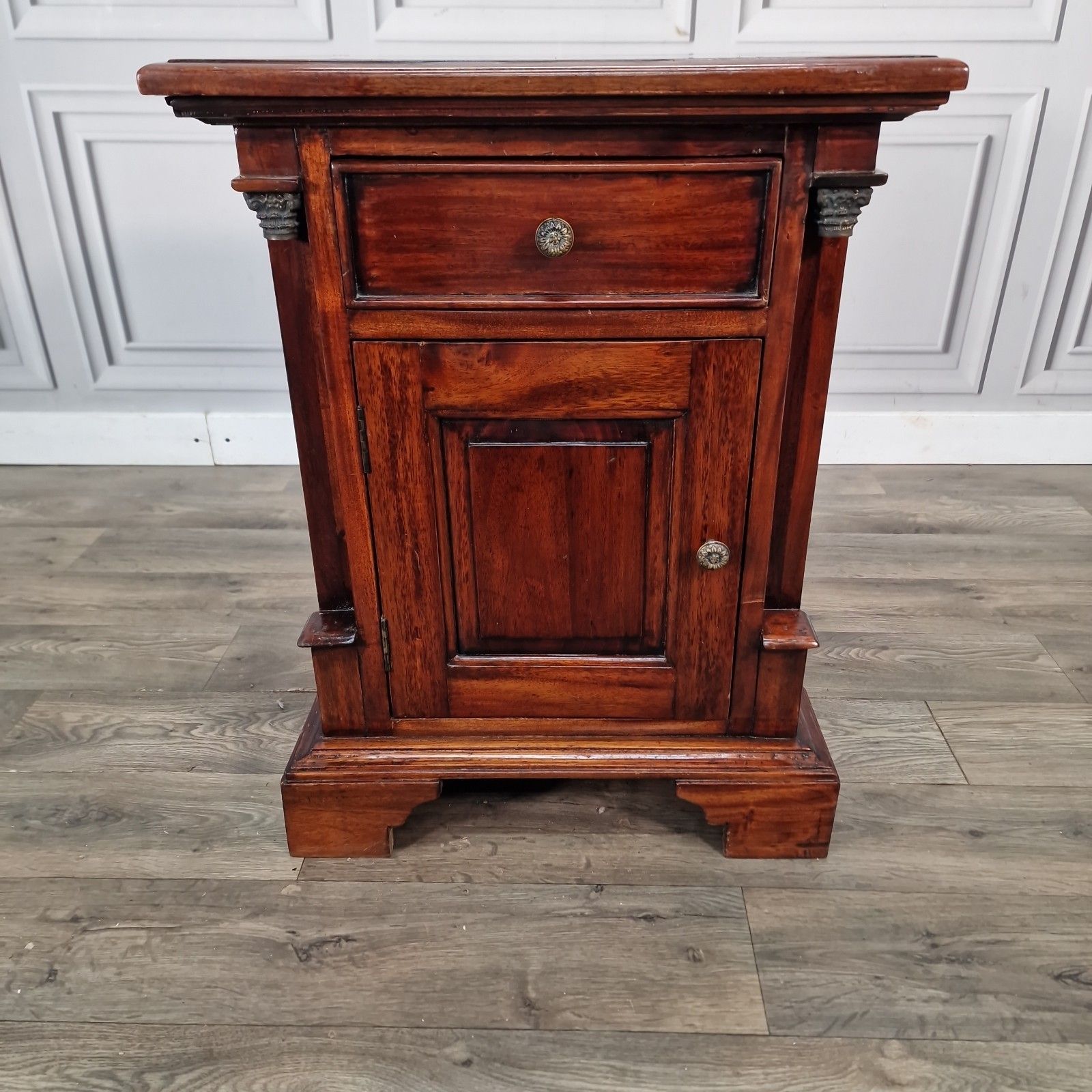 Vintage Mahogany Bedside Cabinet Table Antique Empire Style Pedestal Cupboard photo vintage
