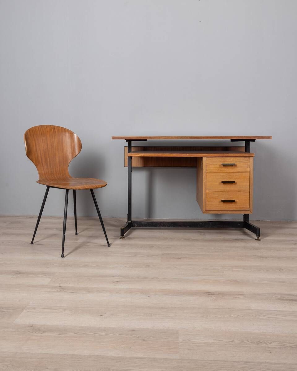 photo furniture Vintage 1960s Wooden Desk And Chair Set Italian Design