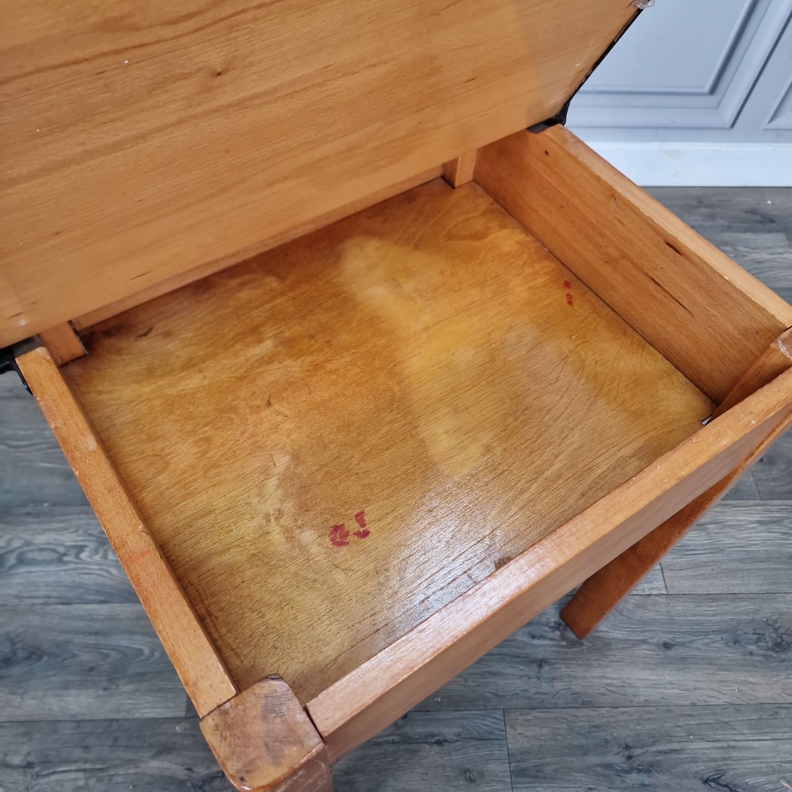 Furniture Vintage School Writing Desk Wooden Lift Top Childs Table Retro Storage Mcm photo