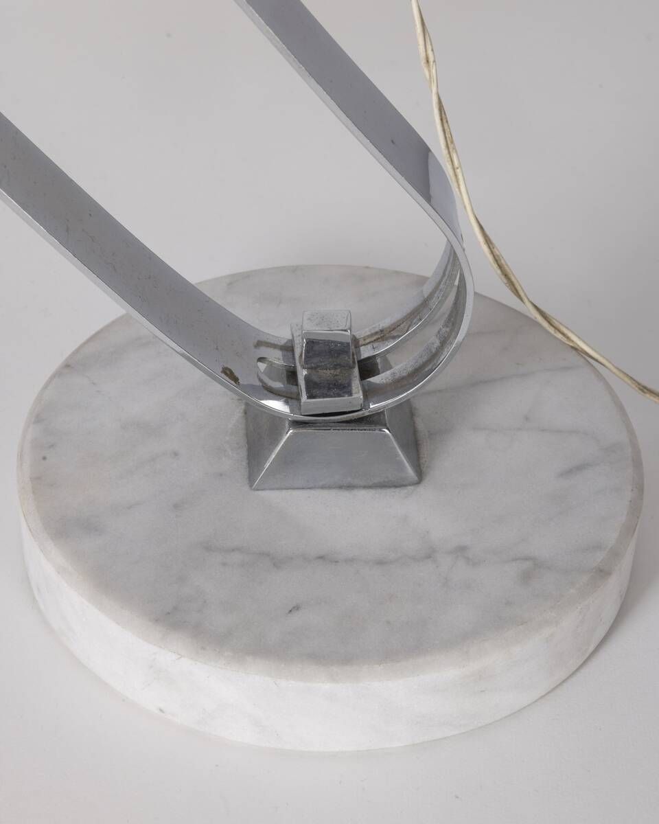 Vintage 60's Table Lamp In Marble And Orange Metal Italian Design photo furniture