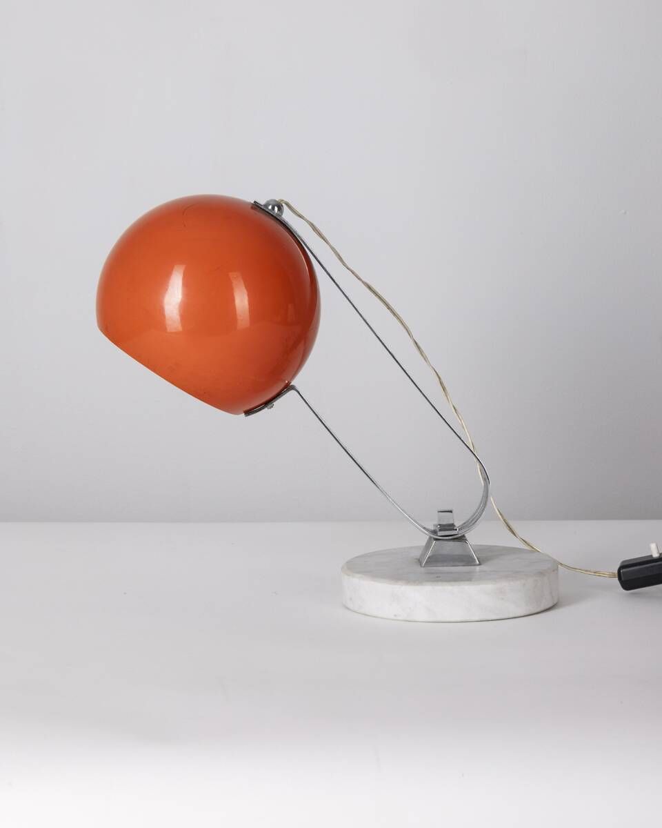 photo furniture Vintage 60's Table Lamp In Marble And Orange Metal Italian Design