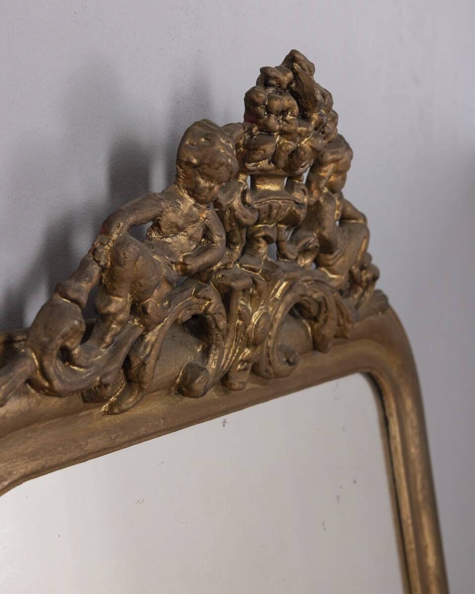 Early 20th Century Golden Wooden Wall Mirror photo furniture