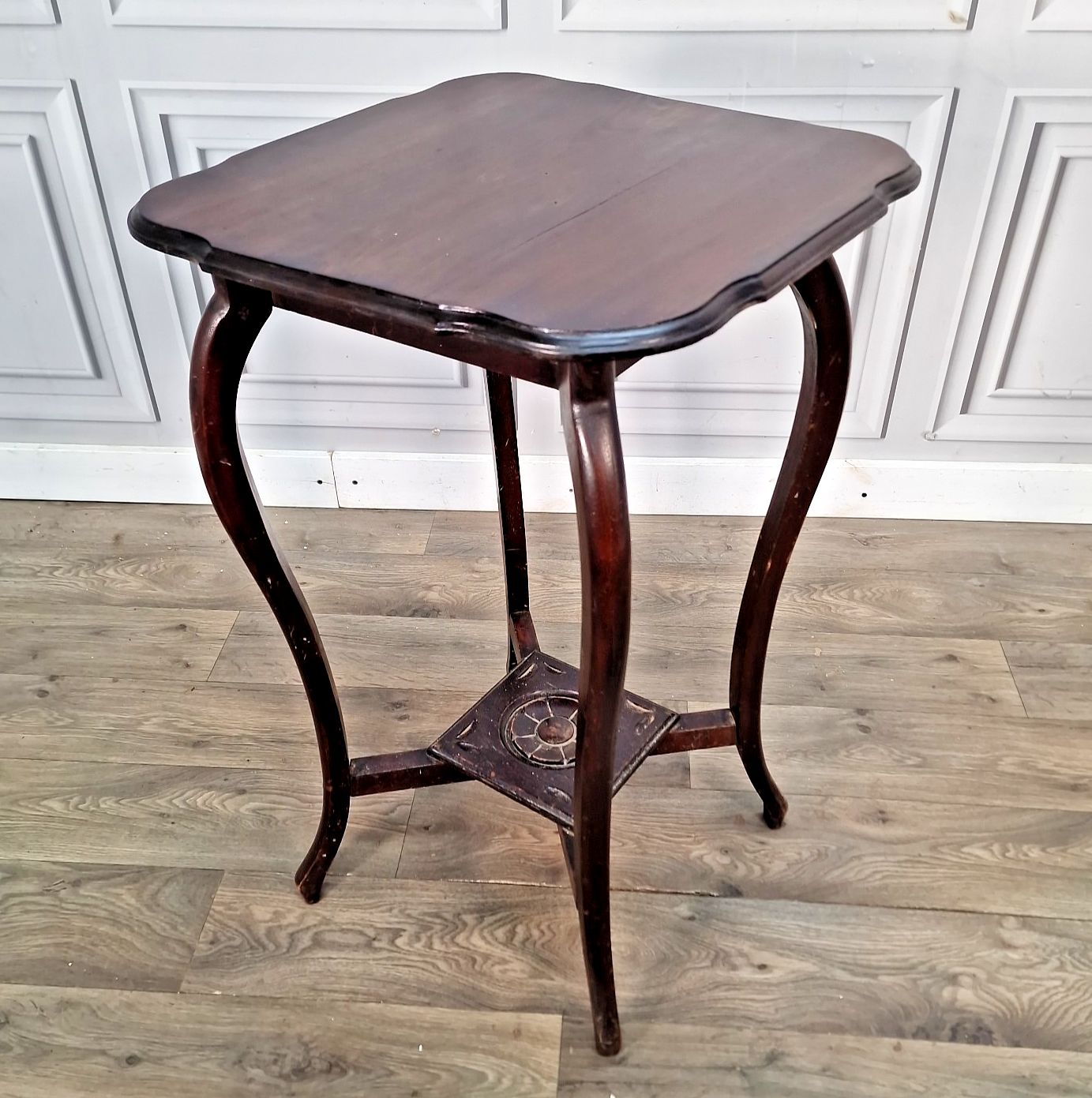 Antique Carved Hall Table Wooden Plant Stand Jardiniere Mahogany 2 Tier