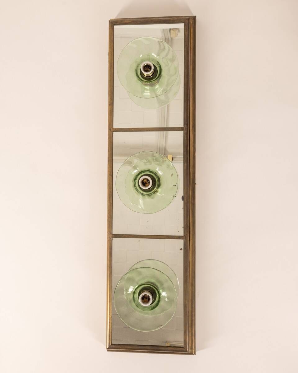 Wall Or Ceiling Light In Brass And Glass, Italian Design From The 1950s photo 1289.0