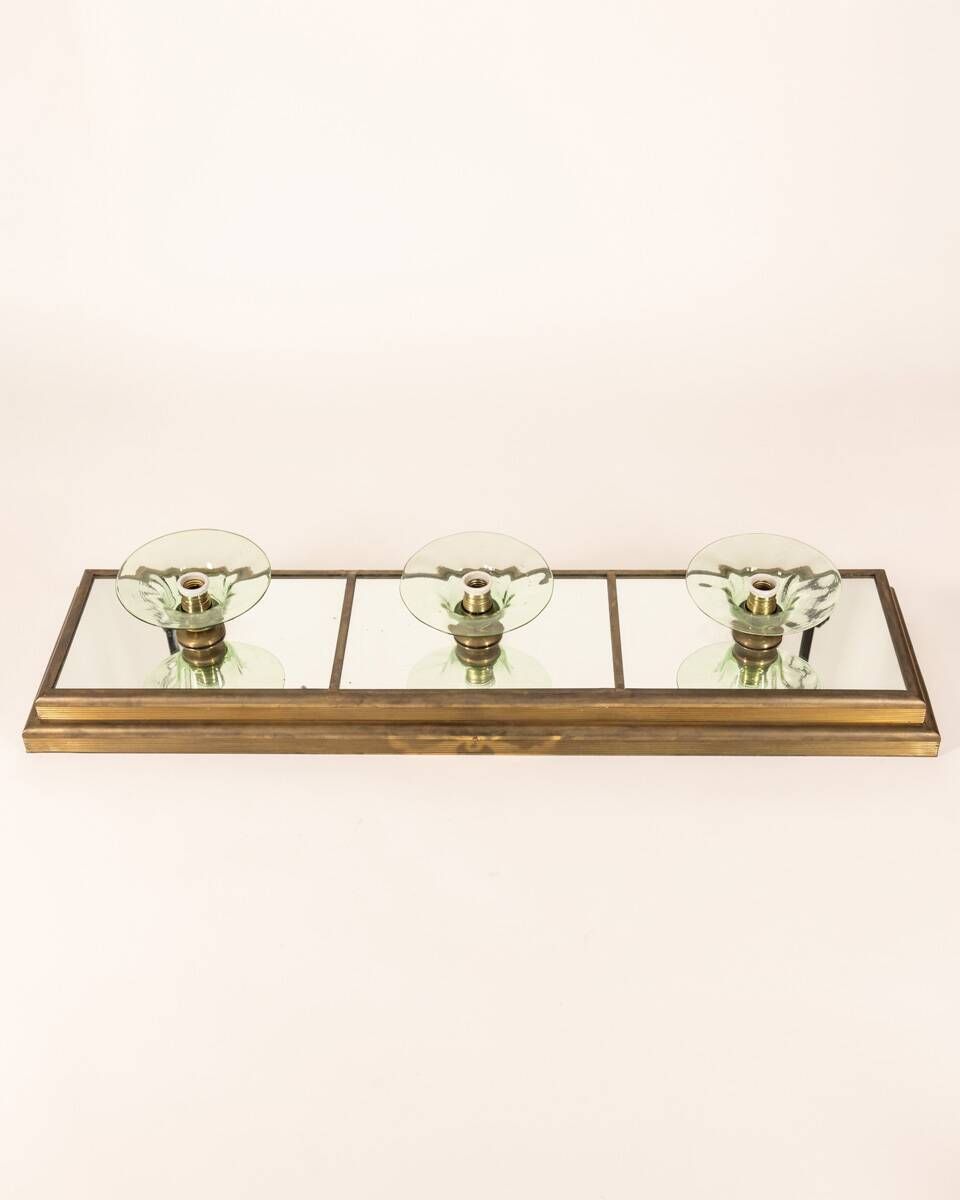 Wall Or Ceiling Light In Brass And Glass, Italian Design From The 1950s photo buy
