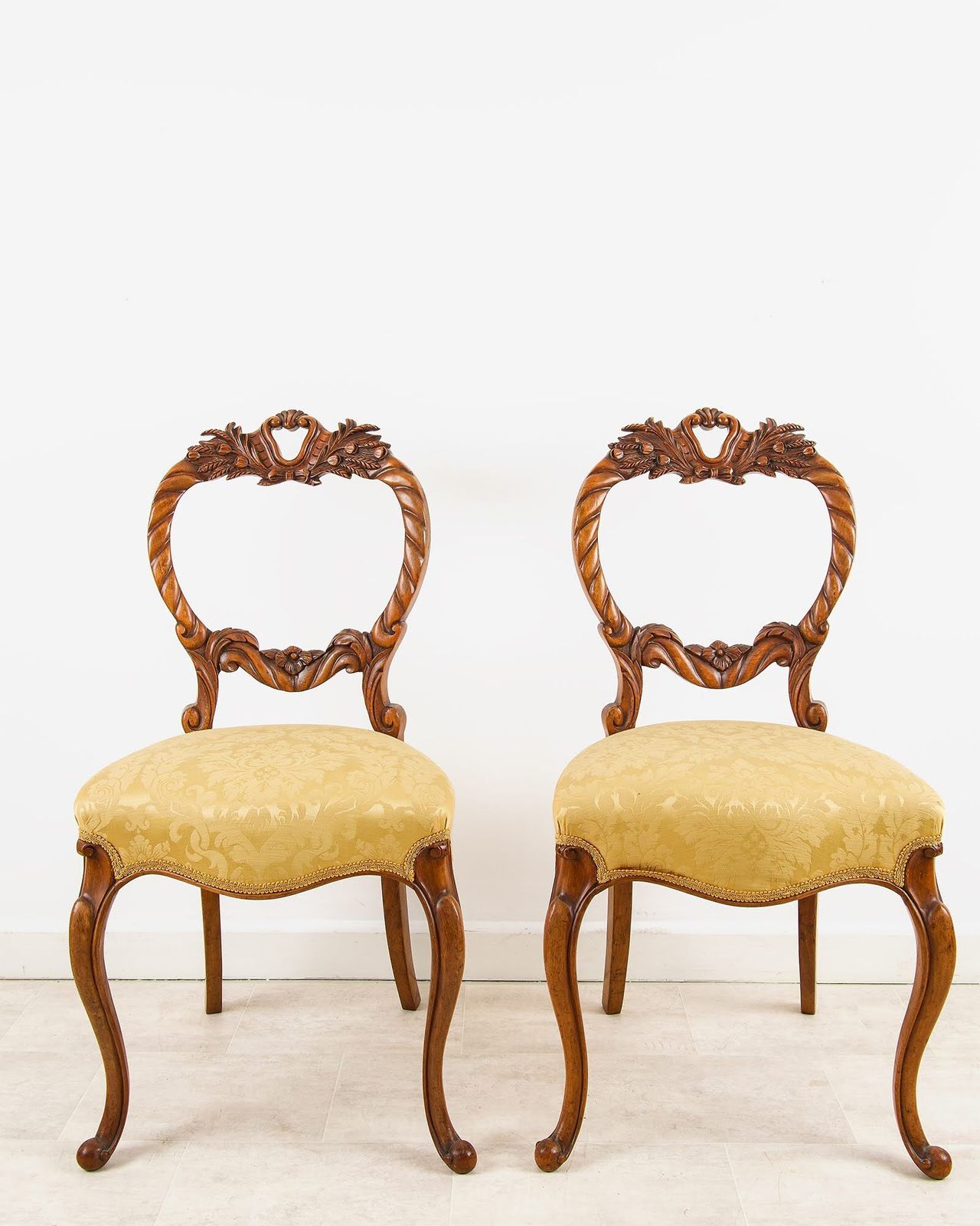 Set Of Six Victorian Carved Walnut Balloon Back Dining Chairs photo for sale