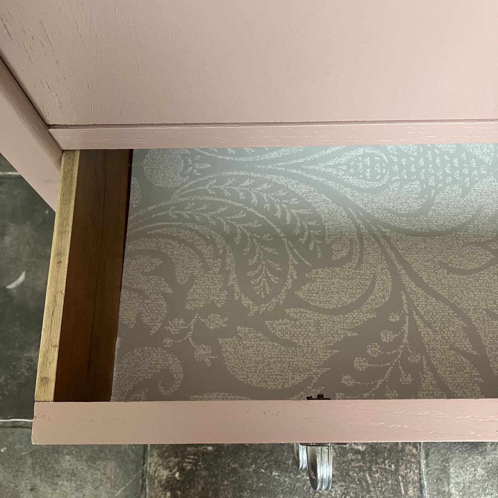 photo furniture Stunning Painted 1940's Lockable Oak Linen Cupboard / Tall Boy; Farrow And Ball Sulking Room Pink, Carved Doors