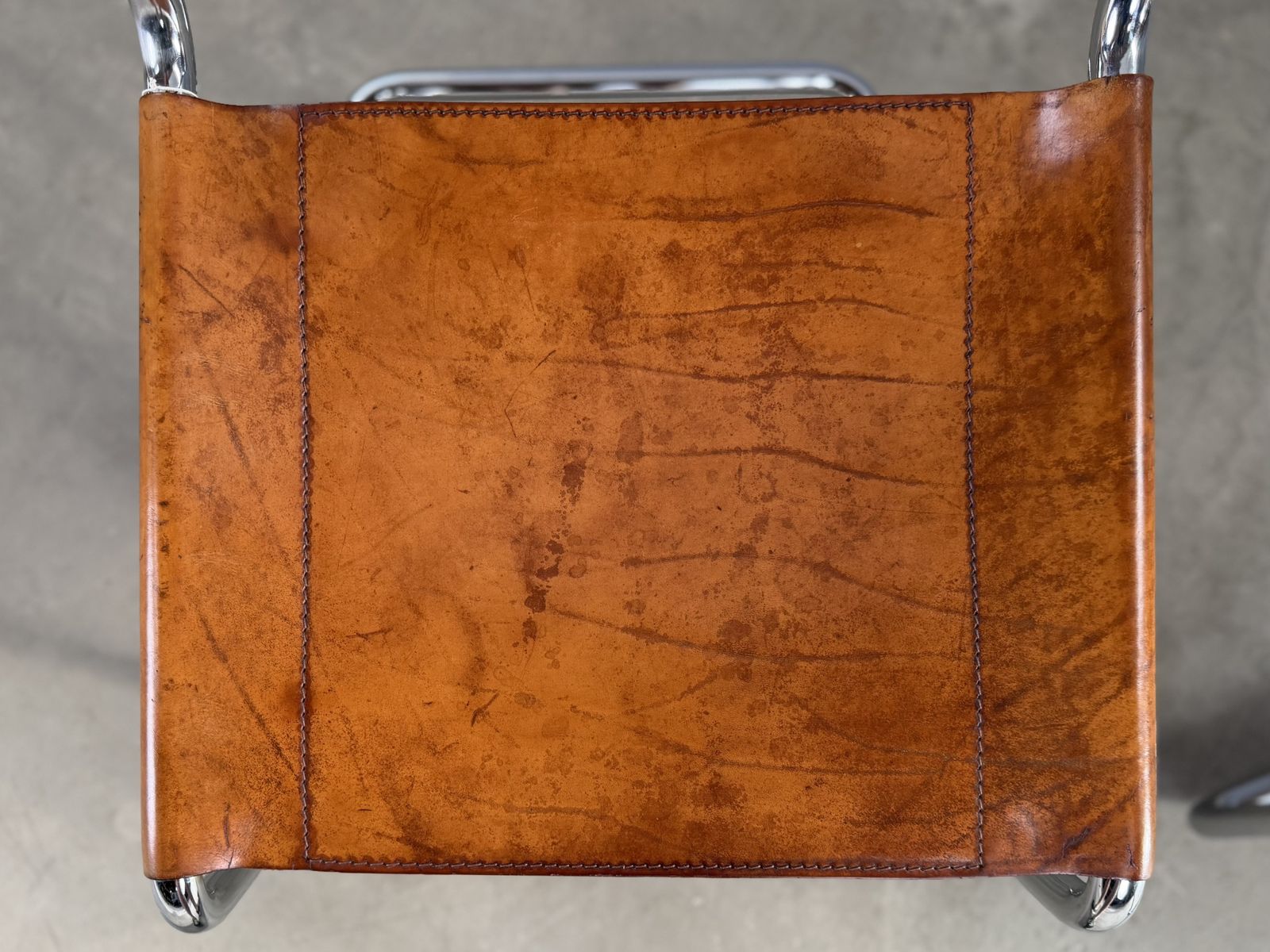 Pair Dining Or Desk Or Side Chair Mart Stam Marcel Breuer S33 Set Of 2 Two Chrome Tan Cognac Brown Leather Cantilever Bauhaus Matteo Grassi photo vintage