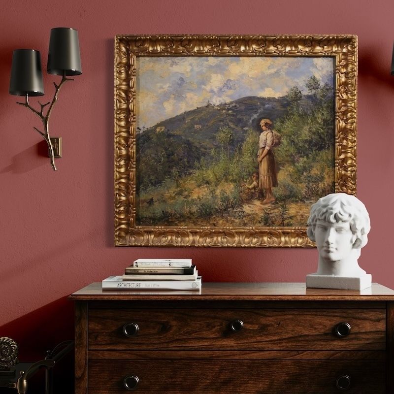 Italian Landscape With Figure Painting Signed And Dated 1914 photo 3000.0