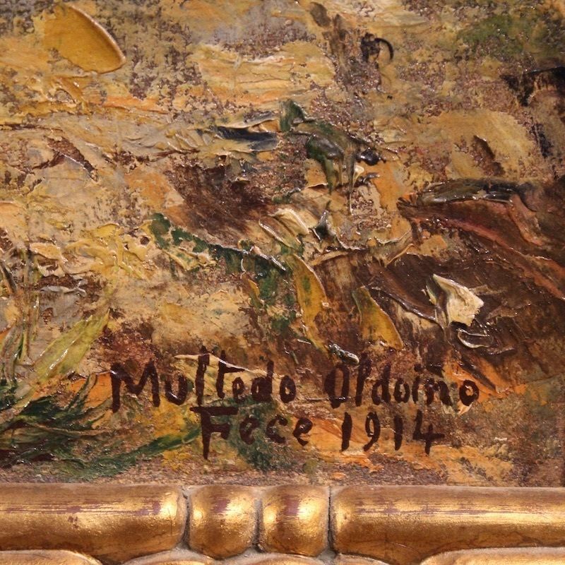 Italian Landscape With Figure Painting Signed And Dated 1914 photo vinterior