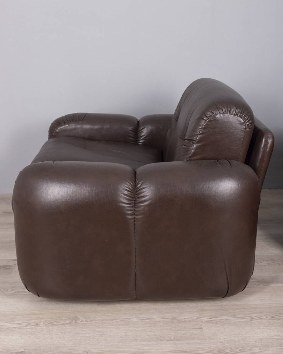 1125.0 Pair Of Brown Leather Armchairs Designed By Ceriotti, 1970s photo