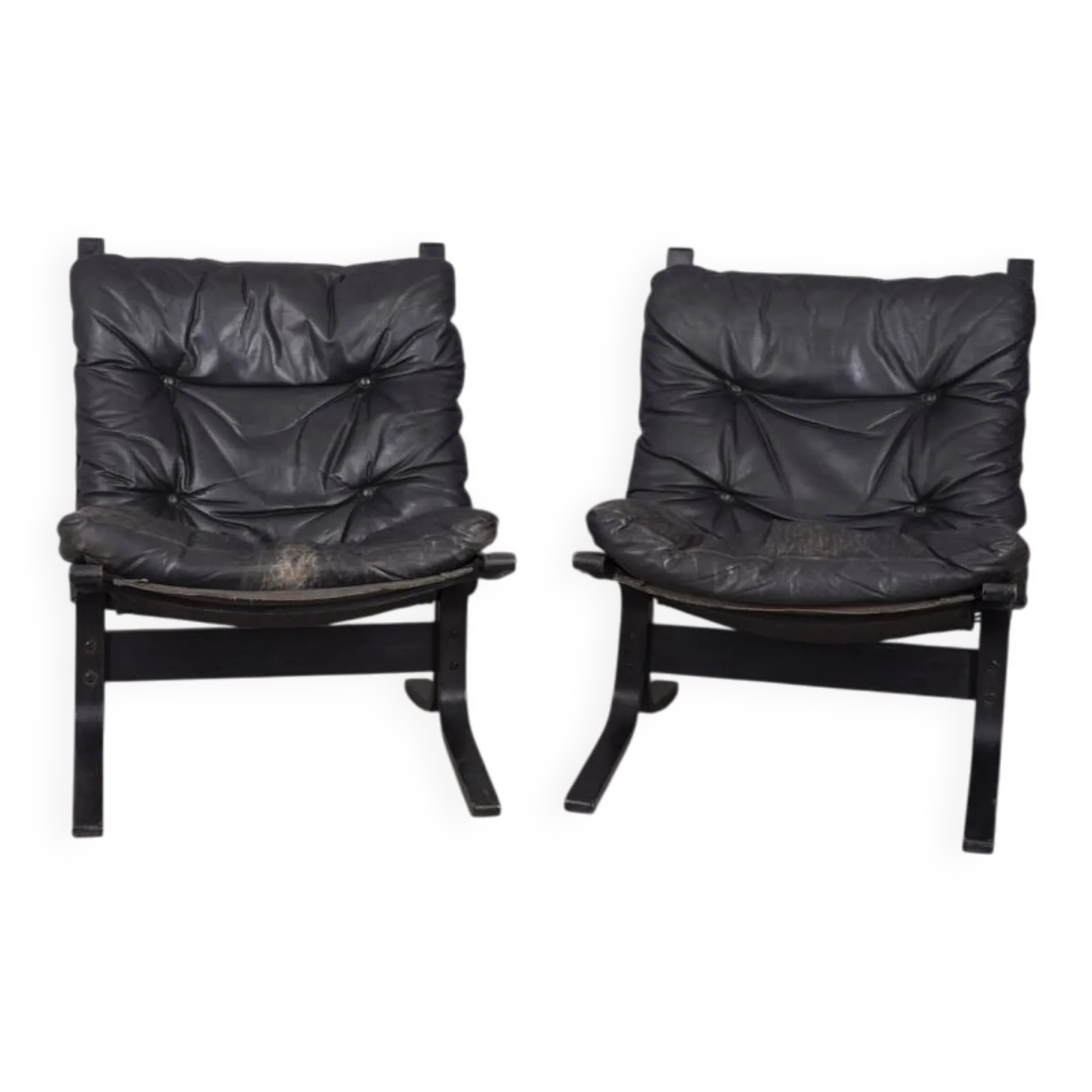 Pair Of Vintage Leather Armchairs From The 1970s, "Siesta", Designed By I.