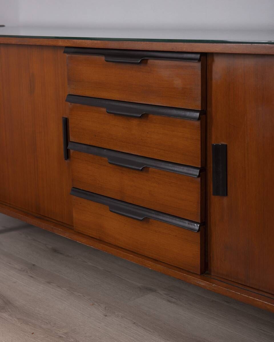 Sideboard In Wood And Glass With An Italian Design From The 1960s photo Furniture