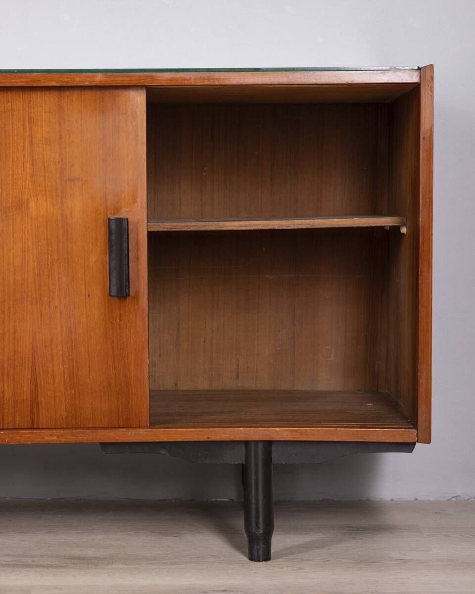 2595.0 Sideboard In Wood And Glass With An Italian Design From The 1960s photo