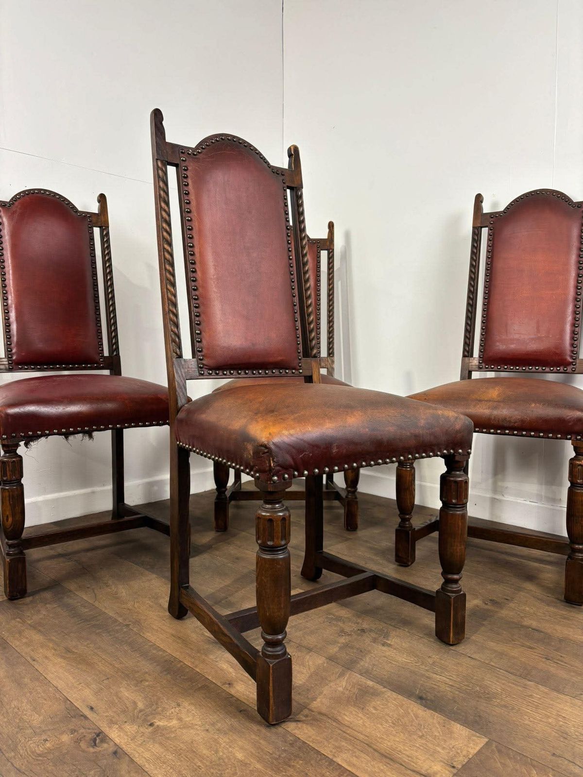 Vintage Set Of Four Oak Dining Chairs photo Furniture