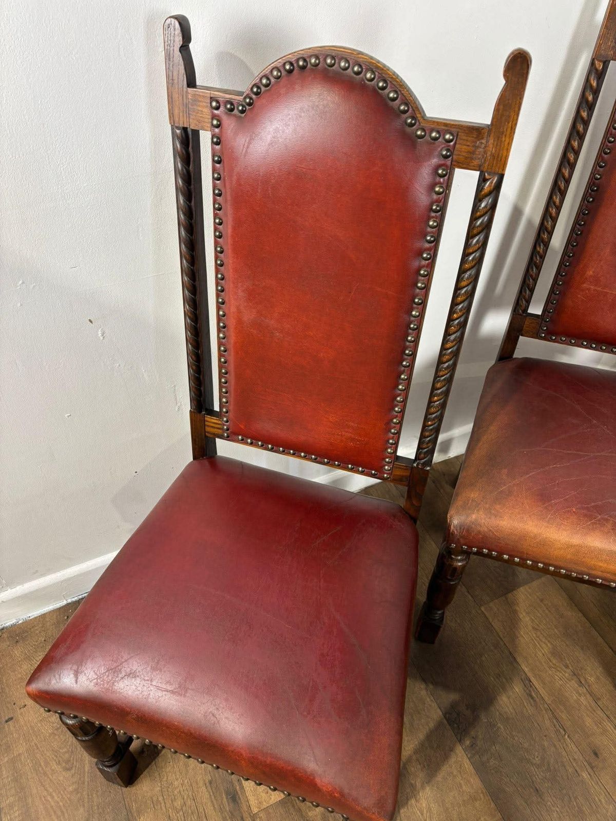 389.0 Vintage Set Of Four Oak Dining Chairs photo