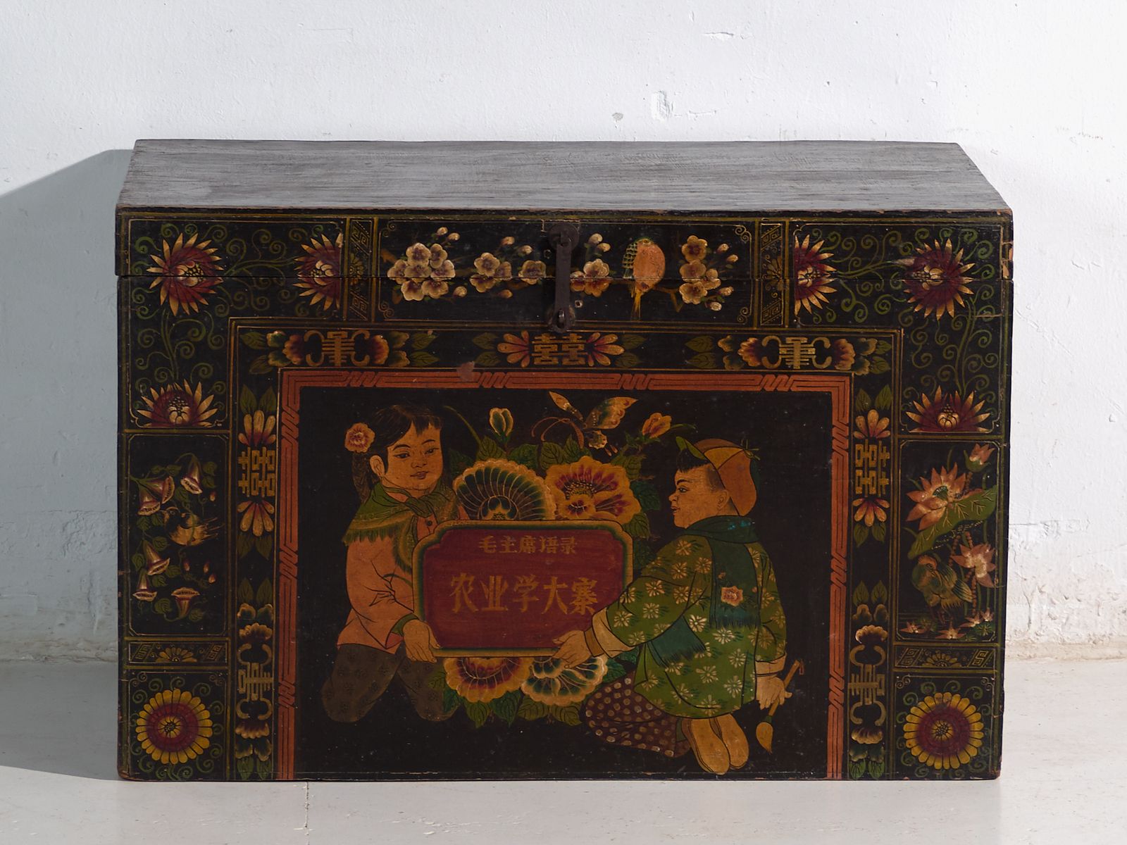 photo for sale Antique Painted Trunk In Pine Wood – China, Circa 1900