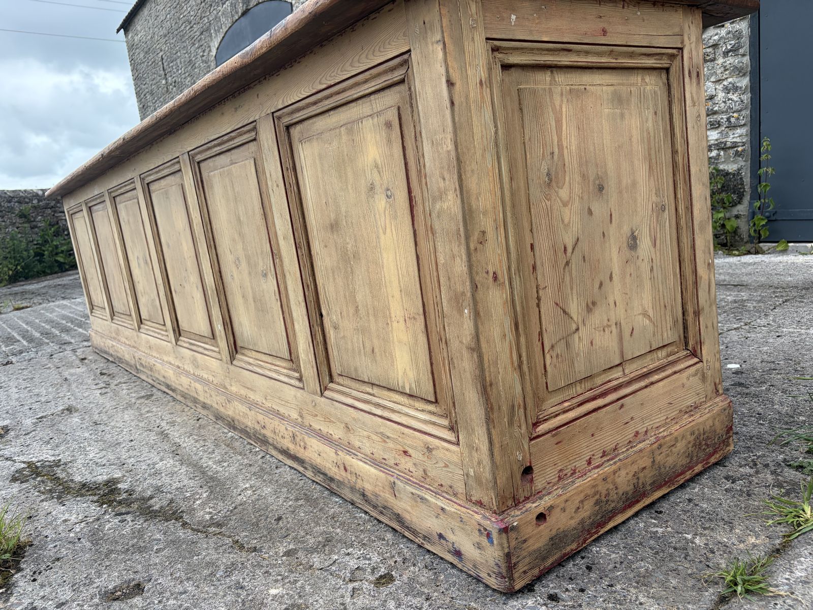 Large 19th Century French Haberdashery Shop Counter Oak And Pine 3 Meters photo vintage