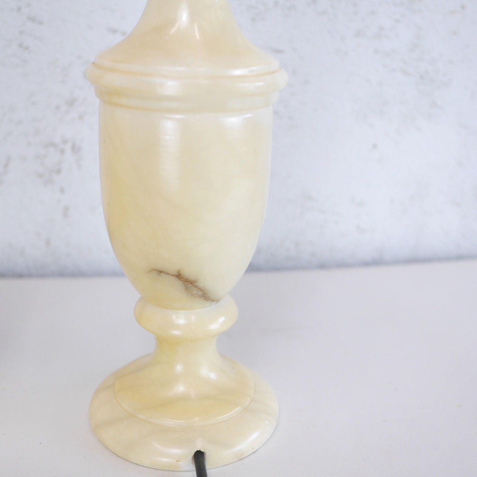 Pair Large Onyx Marble Neoclassical Urn Table Lamps Italian Brass Cream #103211 photo vinterior
