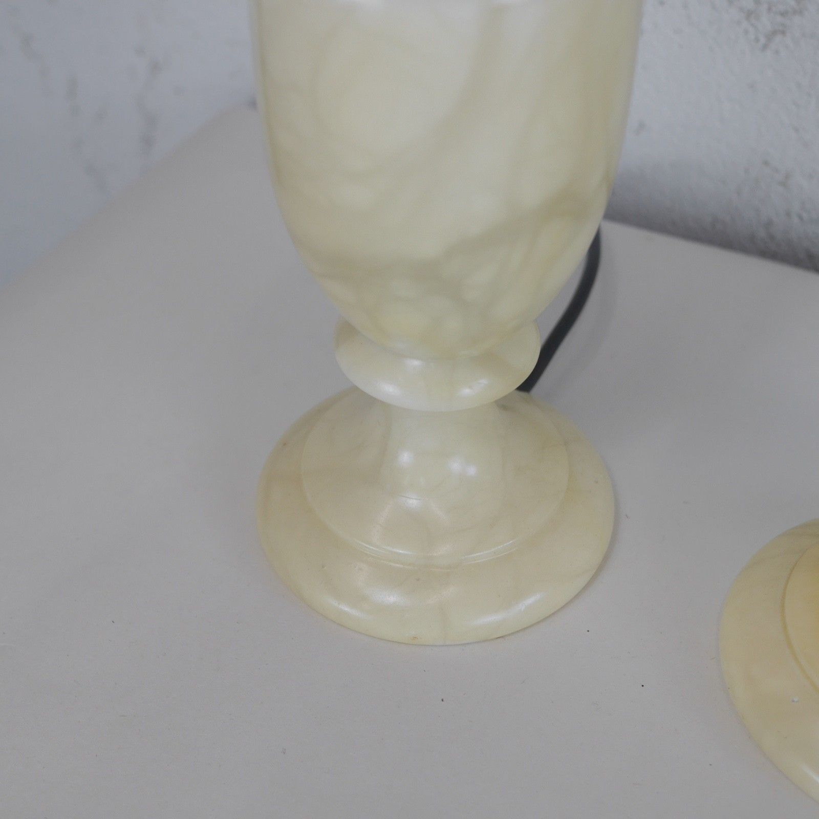 photo for sale Pair Large Onyx Marble Neoclassical Urn Table Lamps Italian Brass Cream #103211