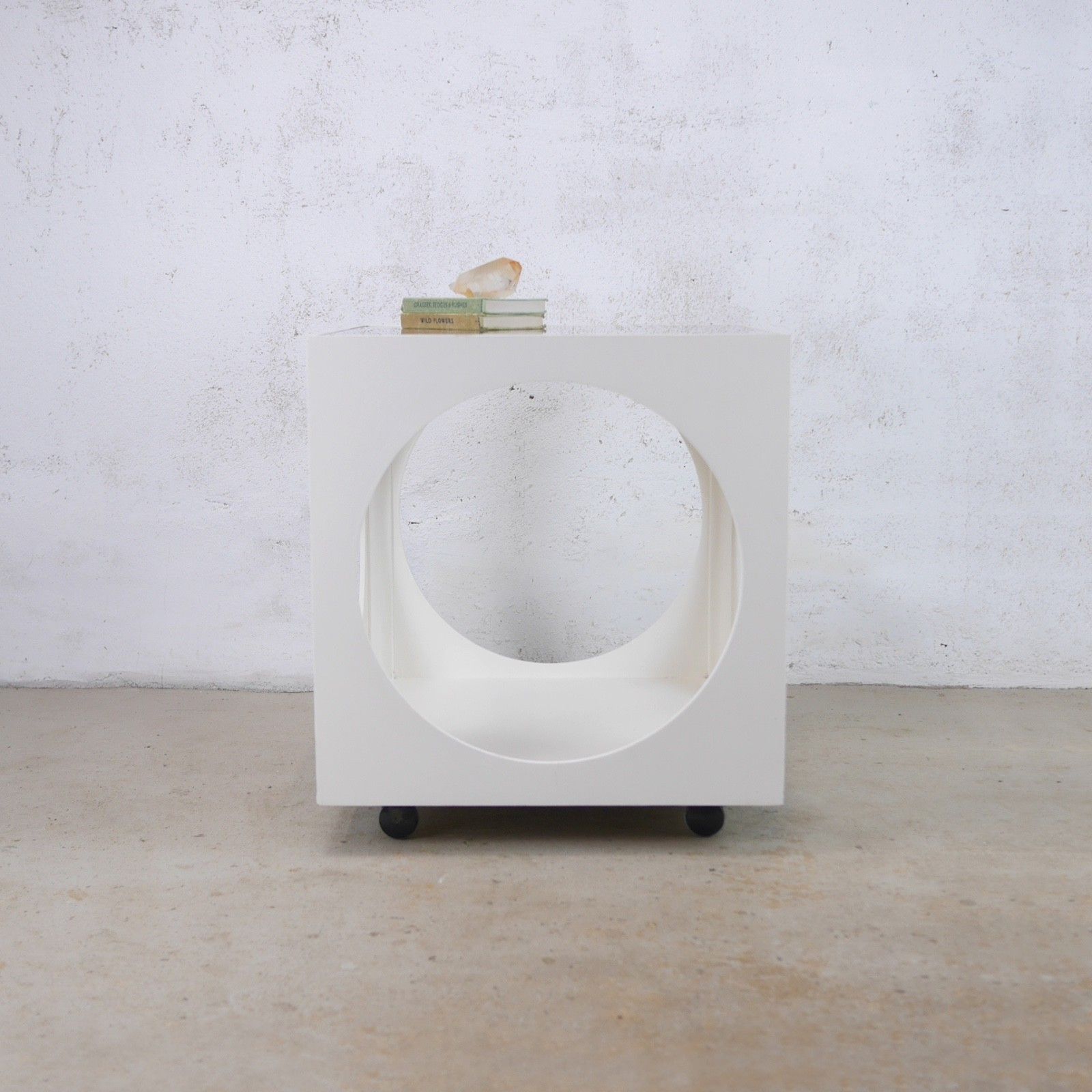 Retro White Smoke Glass Cube Coffee Table Space Age Mid Century Vintage #103214 photo 140.0