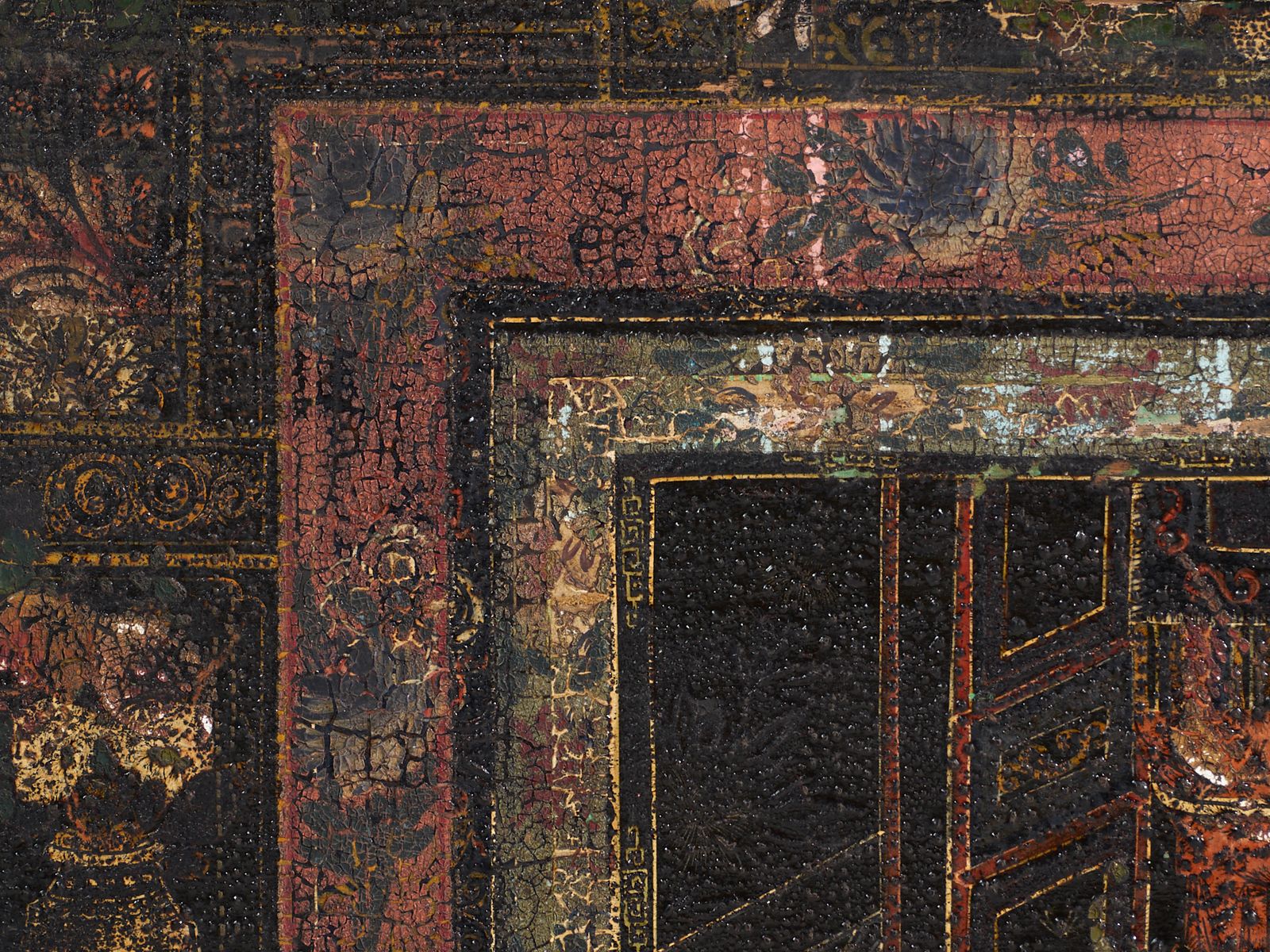 Antique Painted Trunk In Pine Wood – China, Circa 1900 photo vintage
