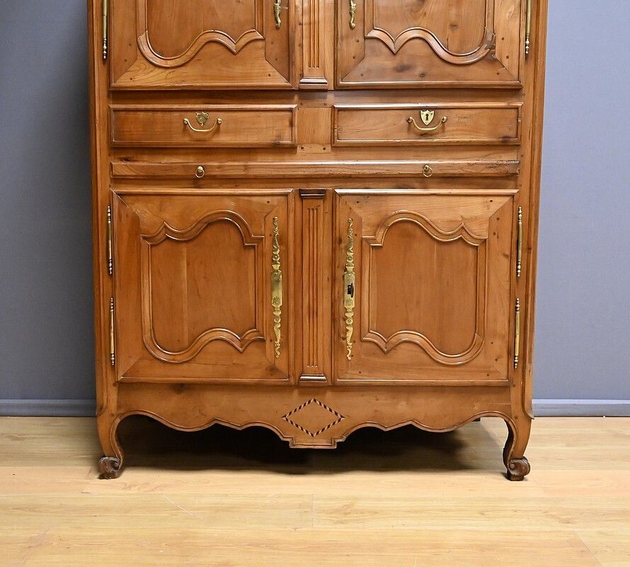 Furniture Four Door Cherrywood Cabinet, Regional Craftsmanship, Louis XV Style – Early 19th Century photo