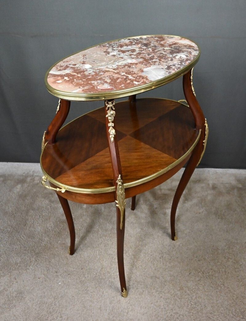 photo for sale Mahogany Veneer Tea Table, Louis XV Style – Early 20th Century