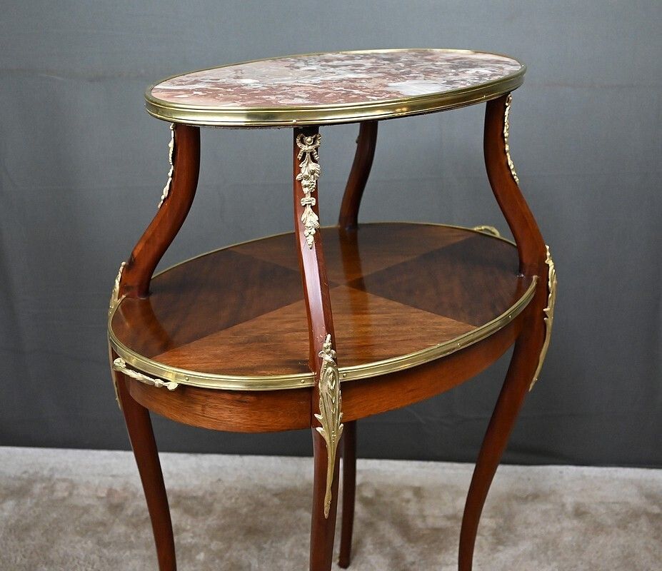 Furniture Mahogany Veneer Tea Table, Louis XV Style – Early 20th Century photo