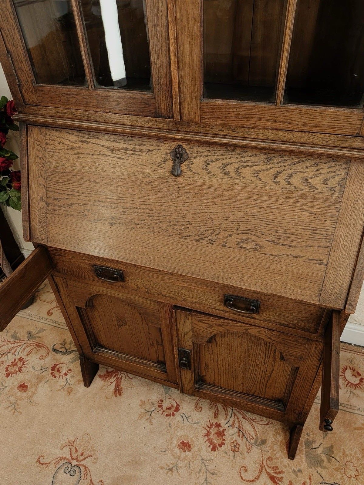photo furniture Edwardian Solid Oak Bookcase Bureau